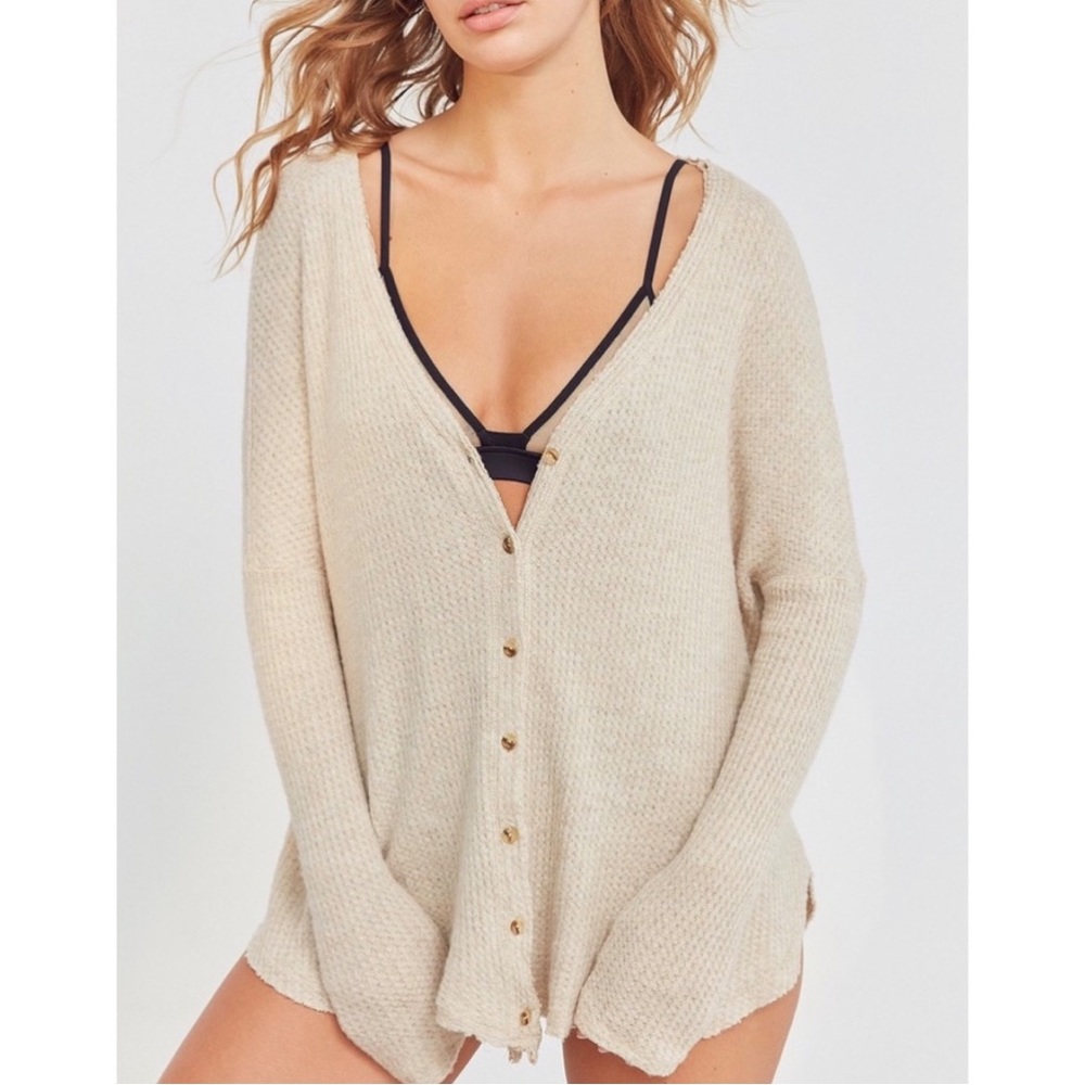 UO Out From Under Jojo Thermal Button-Front Top